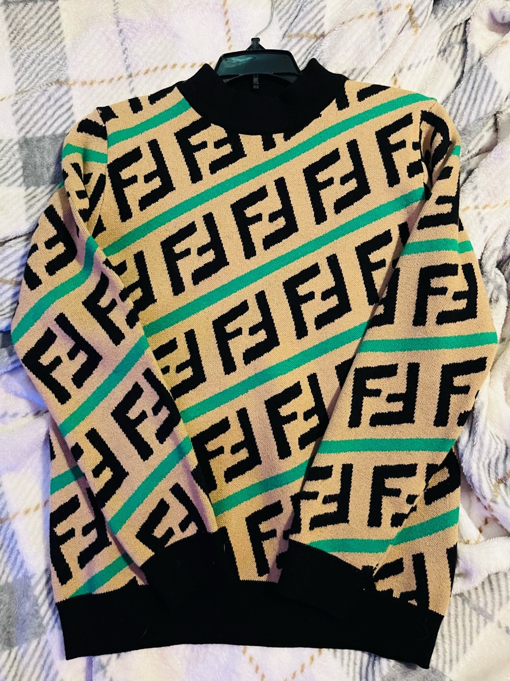 Fendi Black Knit Top with Green Accent